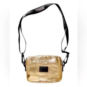 VICTORIAS SECRET PINK LOGO CROSSBODY BELT BAG FANNY PACK PURSE TOTE BAG GOLD NWT
